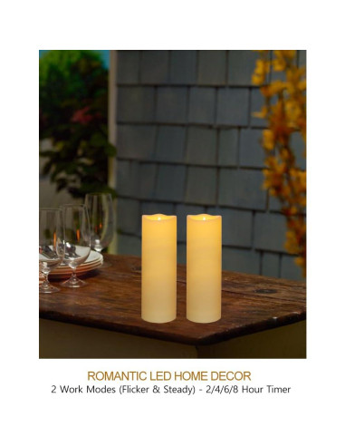 Paquete de 2 Velas LED de Pilar 15x6 cm Crema IP64