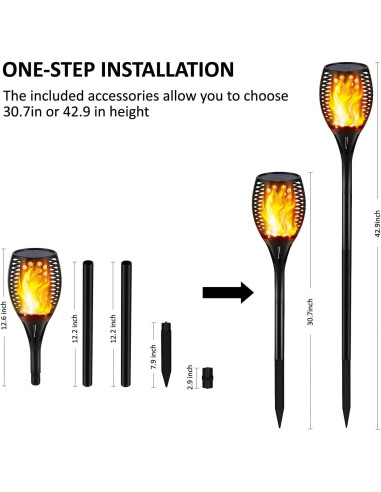 Luces Solares de Antorcha Gold Armour - 96 LED, 108.9 cm