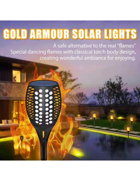 Luces Solares de Antorcha Gold Armour - 96 LED, 108.9 cm Luces Solares de Antorcha Gold Armour - 96 LED, 108.9 cm