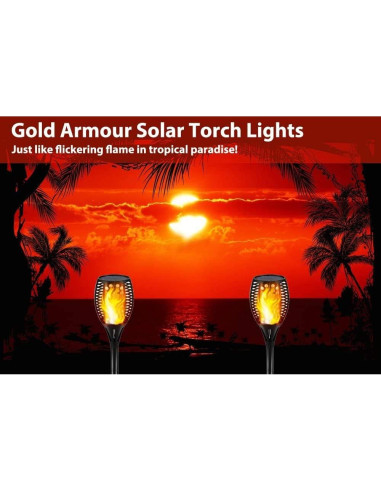 Luces Solares de Antorcha Gold Armour - 96 LED, 108.9 cm