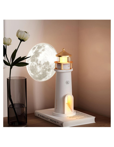Lámpara Nocturna Faro Lunar LED Recargable 24cm - Decoración Infantil
