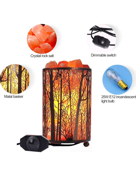 Lámpara de Sal Natural Shineled con Cesta de Metal 25W Rojo Lámpara de Sal Natural Shineled con Cesta de Metal 25W Rojo