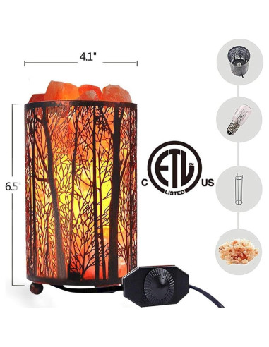 Lámpara de Sal Natural Shineled con Cesta de Metal 25W Rojo