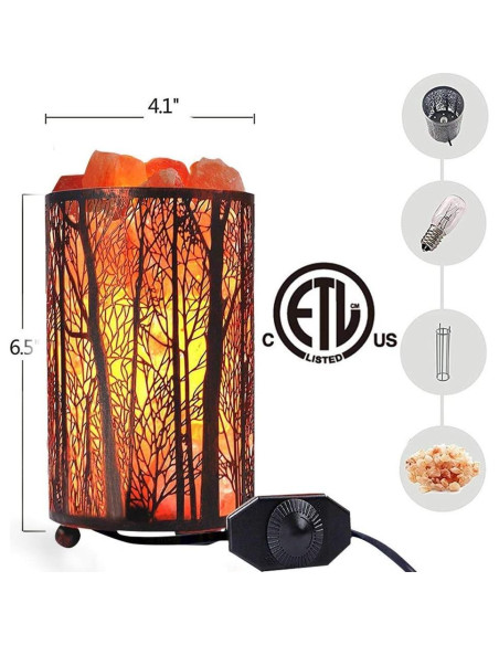 Lámpara de Sal Natural Shineled con Cesta de Metal 25W Rojo Lámpara de Sal Natural Shineled con Cesta de Metal 25W Rojo