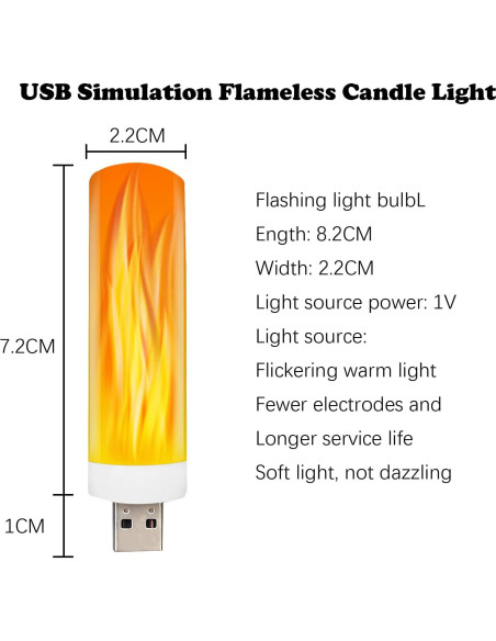 Bombillas LED Efecto Llama USB DASITON 6 Pack Decoración Bombillas LED Efecto Llama USB DASITON 6 Pack Decoración