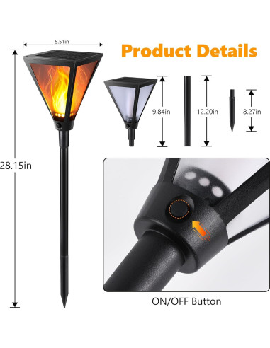 Linternas de Antorcha Solar iBaycon 71 cm 2 Pack IP65