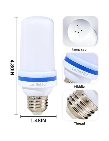 Bombillas LED de Efecto Llama LeiNetfor 4W 2Pack Amarillo Bombillas LED de Efecto Llama LeiNetfor 4W 2Pack Amarillo