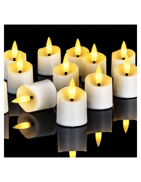 Homemory 12 Velas LED Sin Llama con Temporizador - Base Blanca Homemory 12 Velas LED Sin Llama con Temporizador - Base Blanca