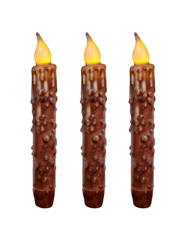 Velas Taper LED CVHOMEDECO 17.1 cm Sin Llama 3 PZS Café