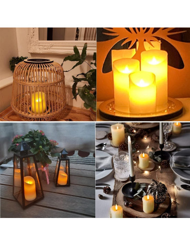 Velas LED Sin Llama Marfil 3pack con Control Remoto y Temporizador