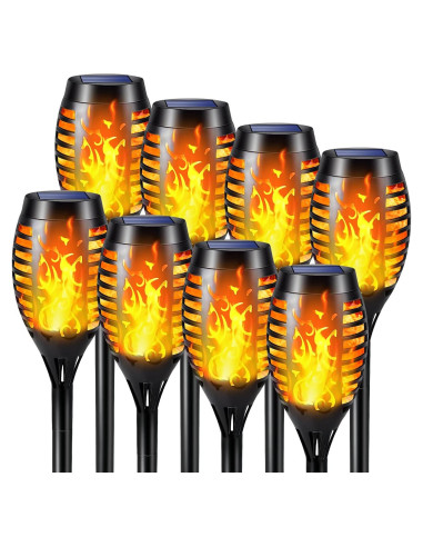Luces Solares Mionsiden - 8 Antorchas LED Llama Parpadeante