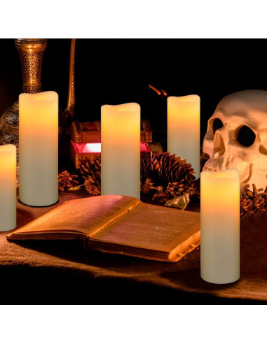 Juego de 9 Velas LED Sin Llama Marfil HLF con Control Remoto