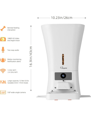 Alimentador Automático Skymee 12L con Cámara HD 1080P