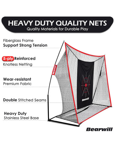 Red de Golf Bearwill 3,05x2,13m con Alfombrilla y Pelotas