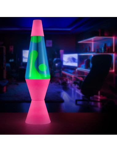 Lámpara Lava Original Rosa 14.5" - Movimiento Líquido Verde/Azul
