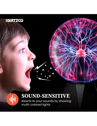 Bola de Plasma Interactiva Katzco 20 cm - Decoración LED Rosa