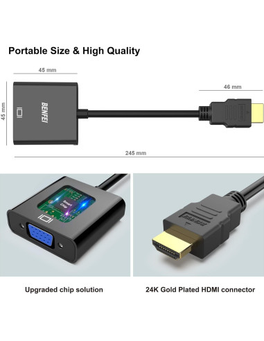 Adaptador HDMI a VGA Benfei 10 Piezas Negro 1080p
