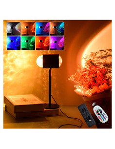 Lámpara Proyector de Atardecer y Agua Bizggco, Doble Cabeza, 400 Colores