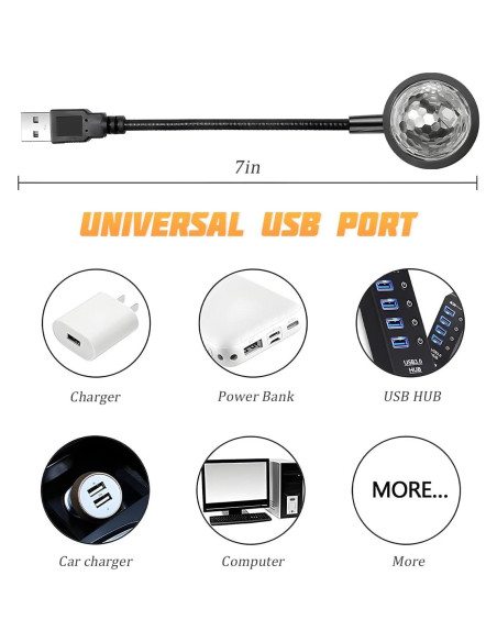 Proyector de Luz Nocturna USB AICEL, LED RGB Portátil 19cm Proyector de Luz Nocturna USB AICEL, LED RGB Portátil 19cm