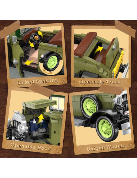 JMBricklayer Coches Vintage 50001 con Luces 1297 Piezas JMBricklayer Coches Vintage 50001 con Luces 1297 Piezas