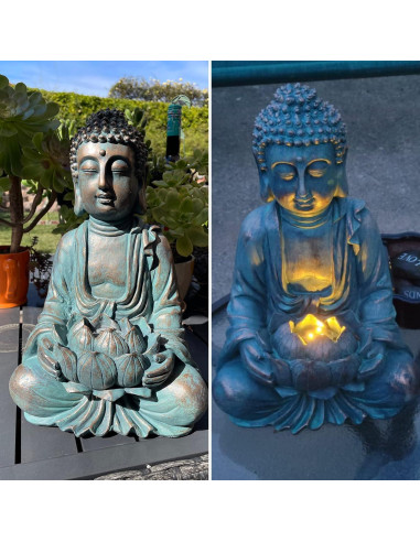 Estatua de Buddha Meditando con Luz Solar 18 cm Teresa's Collections
