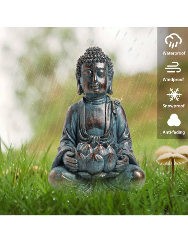 Estatua de Buddha Meditando con Luz Solar 18 cm Teresa's Collections