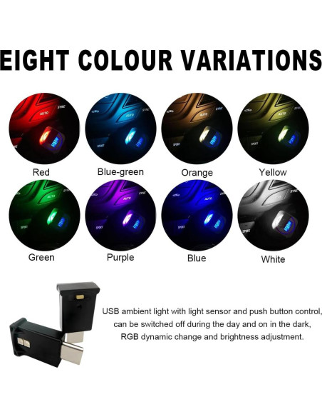 Luz Ambiental LED USB Tipo C Wevdn, Brillo Ajustable RGB Luz Ambiental LED USB Tipo C Wevdn, Brillo Ajustable RGB