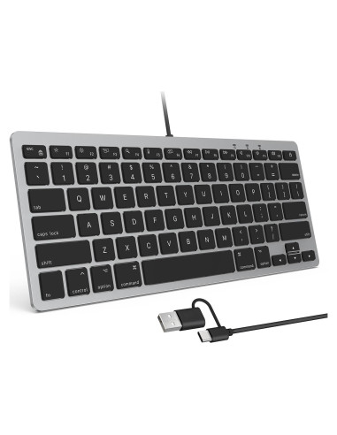 Teclado OMOTON con cable para Mac USB y Type-C Gris