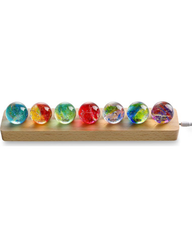 Conjunto 7 Esferas de Chakra con Base LED KRISININE 40mm