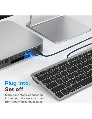 Teclado OMOTON con cable para Mac USB y Type-C Gris
