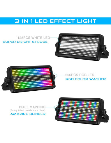 Luz Estroboscópica LED OPPSK 384 LEDs RGBW para Eventos