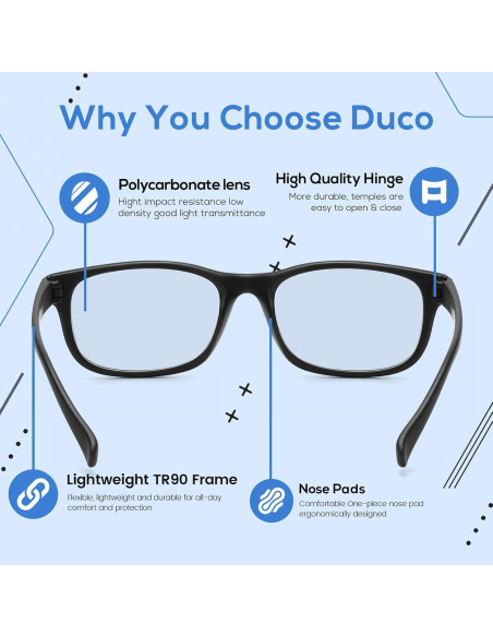 Gafas de Luz Azul DUCO 8016 Negro Mate con Lente Ámbar Gafas de Luz Azul DUCO 8016 Negro Mate con Lente Ámbar