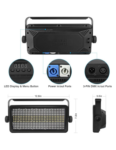 Luz Estroboscópica LED OPPSK 384 LEDs RGBW para Eventos