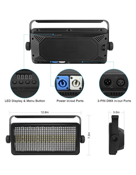 Luz Estroboscópica LED OPPSK 384 LEDs RGBW para Eventos Luz Estroboscópica LED OPPSK 384 LEDs RGBW para Eventos