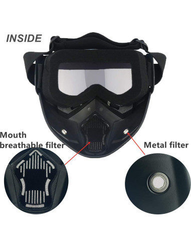 Gafas de Motocicleta LJDJ con Máscara Removible - Protección UV