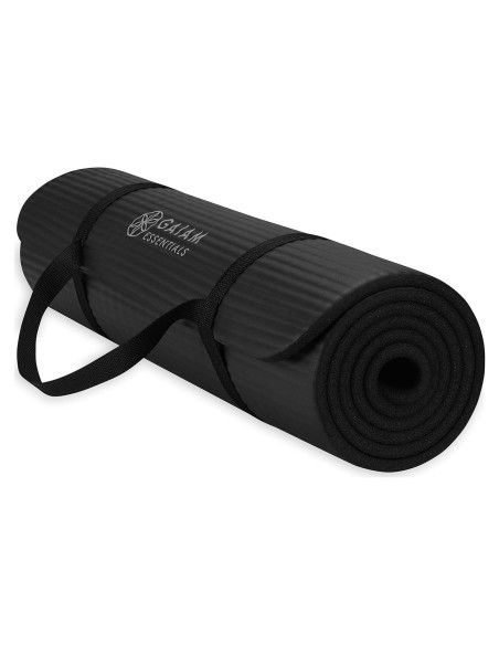 Esterilla de Yoga Gaiam 10mm Negra con Correa de Transporte Esterilla de Yoga Gaiam 10mm Negra con Correa de Transporte