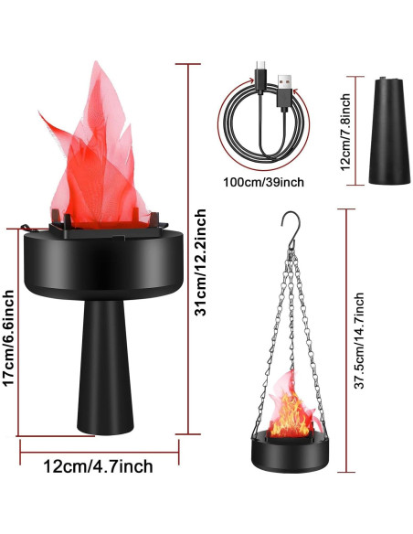 Lámpara de Llama Falsa LED Recargable USB Dolodomy 3D Lámpara de Llama Falsa LED Recargable USB Dolodomy 3D