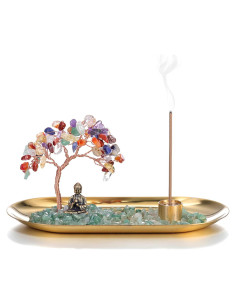 Soporte de Incienso de Cristal Jovivi con Estatua de Buda 9cm