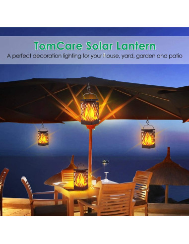 Luces Solares TomCare con Efecto Llama 2 Paquete Negro