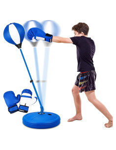 Saco de Boxeo Infantil NATGGZ Ajustable con Guantes - Azul