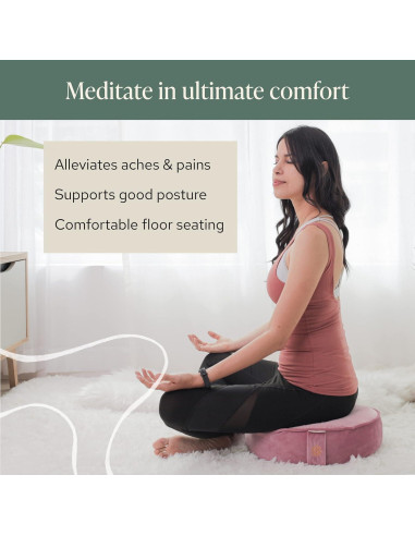 Cojín de Meditación Grande Mindful Modern Terciopelo Rosa
