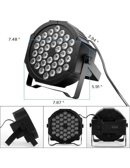 Luces Par LED LUNSY 4 Piezas 36 LED Control Remoto DMX Luces Par LED LUNSY 4 Piezas 36 LED Control Remoto DMX