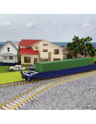 Carro Plano Escala HO Evemodel 53ft Azul 1:87 para Ferrocarril