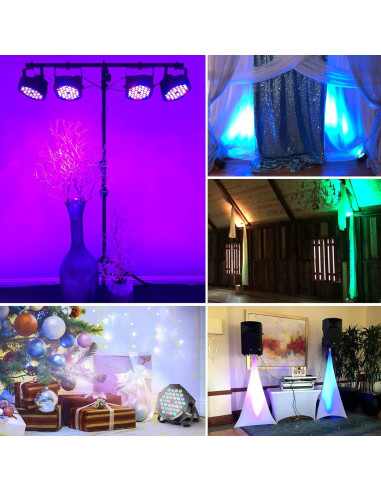 Luces Par LED LUNSY 4 Piezas 36 LED Control Remoto DMX
