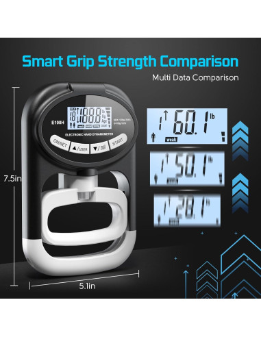Entrenador de Fuerza de Agarre Enaud con Dinamómetro Digital 120 kg