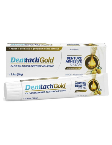 Adhesivo para Dentaduras Denttach Gold 68g - Libre de Zinc y Petróleo