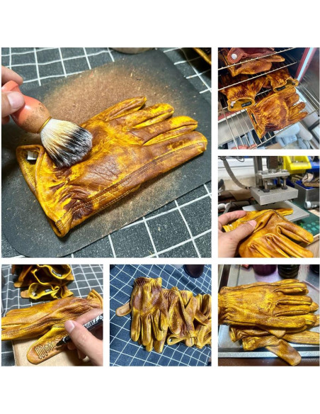 Guantes de motocicleta de cuero yak vintage hechos a mano M Guantes de motocicleta de cuero yak vintage hechos a mano M