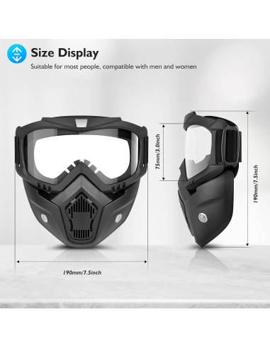 Gafas de Motocicleta BELINOUS con Máscara Facial Removible
