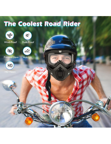 Gafas de Motocicleta BELINOUS con Máscara Facial Removible