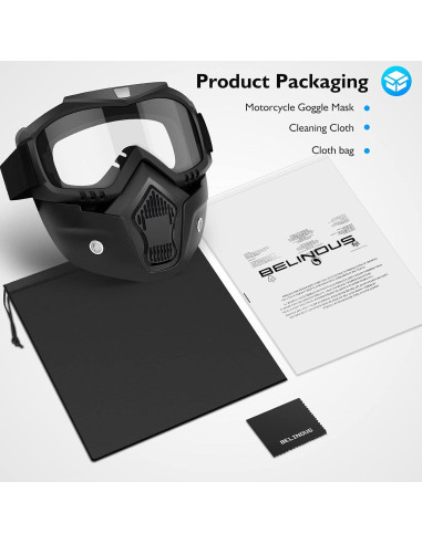 Gafas de Motocicleta BELINOUS con Máscara Facial Removible